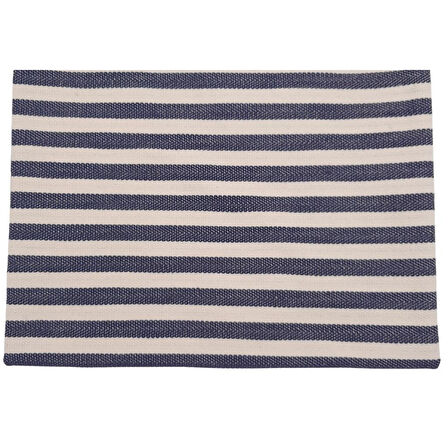 Balıksırtı Lacivert Çizgili Keten Çanta Yapım Kumaşı