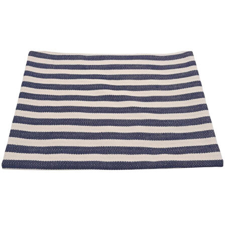 Balıksırtı Lacivert Çizgili Keten Çanta Yapım Kumaşı