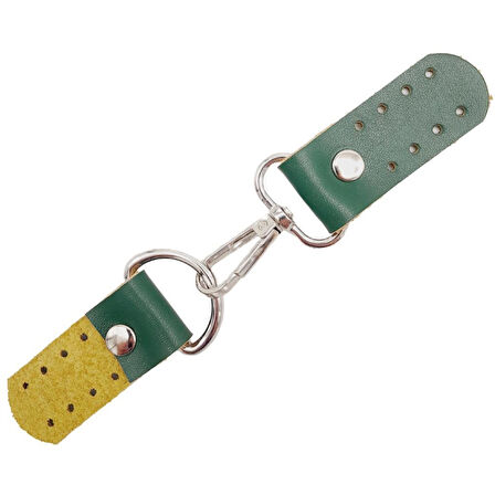 Angel Çanta Aksesuar Gerçek Deri Kancalı Böce (Kilit) Yeşil Renk Gümüş Metalli