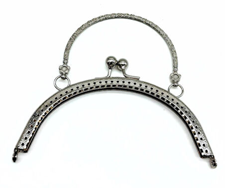 15.5 Cm Gümüş Renk Tutmalı Çanta Klipsi Bursu