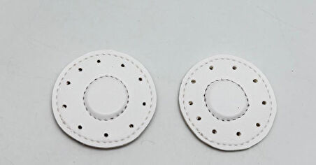 Angel Çanta Aksesuar  Beyaz Suni Derili Yuvarlak  Gizli  Mıknatıs