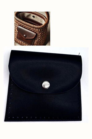 Angel Çanta Aksesuar 14X12.5 cm cm Siyah Renk  Çıtçıtlı Suni Deri Cep 