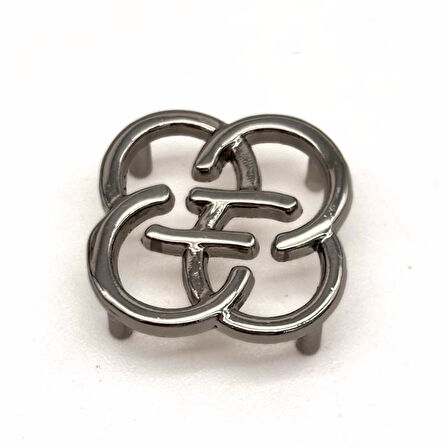 Angel Çanta Aksesuar Gümüş Renk 2  Cm Çiçek Model Plaka Süs