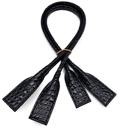 Angel Çanta Aksesuar Suni Deri  Pelikan Model Çanta Sapı Siyah Rugan Croco Desenli