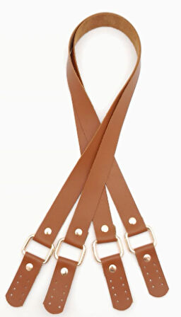 Angel Çanta Aksesuar Karedört Model Gerçek Deri Taba Renk Çanta Sapı Light Gold  Metal