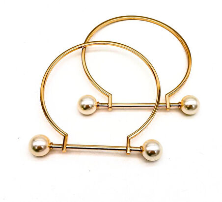 Angel Çanta Aksesuar 9 cm İncili Light Gold Renk İncili Metal Çanta Sapı