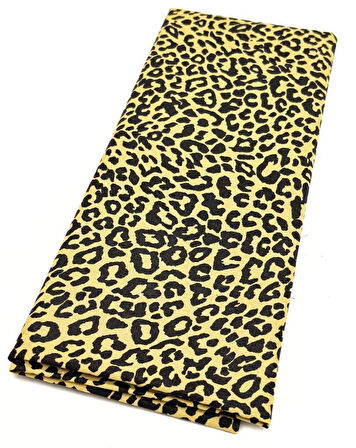 Angel Çanta Aksesuar 120x50 cm Pamuklu Astarlık Kumaş Sarı-Siyah Leopar  Desen
