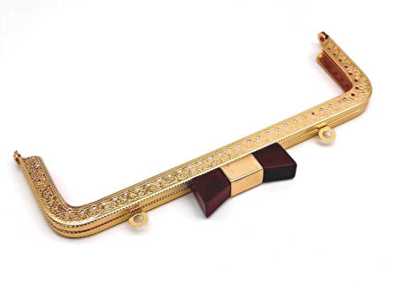 Angel Çanta Aksesuar 20 Cm Light Gold Renk Koyu Kahve Kurdele Model  Çanta Klipsi, Çanta Bursu