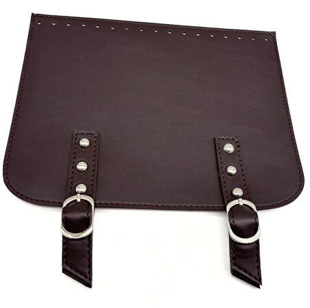 Angel Çanta Aksesuar 24x19 cm Çift Mıknatıslı  Suni Deri Kapak Koyu Kahve  Renk Gümüş Metalli