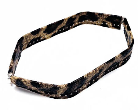 Angel Çanta Aksesuar Leopar Renk Derili Metal Çanta Ağzı 30 Cm