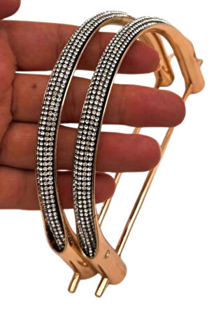 Angel Çanta Aksesuar Siyah Taşlı  Üveyik Model Metal Çanta Sapı
