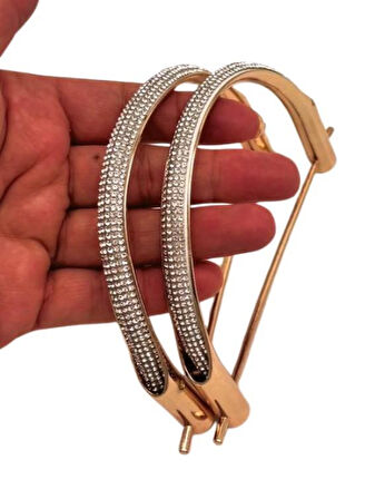 Angel Çanta Aksesuar Gümüş Taşlı  Üveyik Model Metal Çanta Sapı