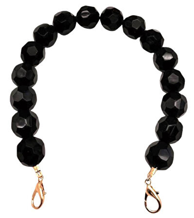 Angel Çanta Aksesuar 42 cm Siyah Taşlı  Petek Model  Çanta Sapı Light Gold Metalli