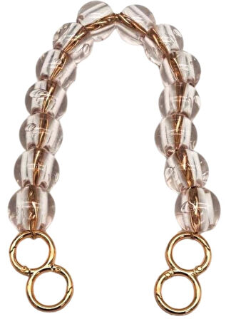 Angel Çanta Aksesuar 40 Cm Şeffaf  Boncuklu Çanta Sapı Light Gold Metalli 8 Model Halkalı