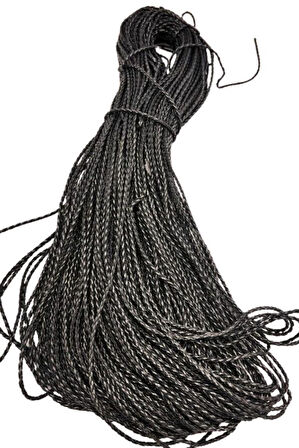 Angel Çanta Aksesuar Deri Tüp Örgü 3 mm 1 Metre Siyah Renk 