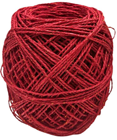 Angel Çanta Aksesuar 100 Gr Sarılmış Kağıt İp Kırmızı Simli