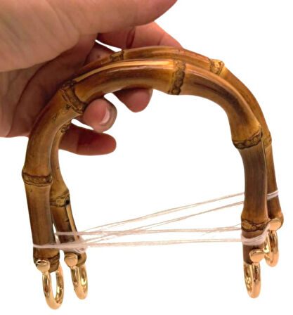 Angel Çanta Aksesuar 13 cm Çift Gerçek Bambu Çanta Sapı Halkalı