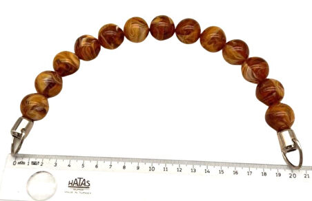 Angel Çanta Aksesuar 20 Cm  22 Mm Boncuklu   Çanta Sapı Gümüş  Metalli Sütlü  Kahve Tonlu 