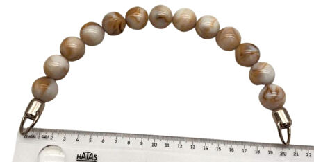 Angel Çanta Aksesuar 20 Cm 22 Mm Boncuklu   Çanta Sapı Gümüş  Metalli Krem Tonlu 