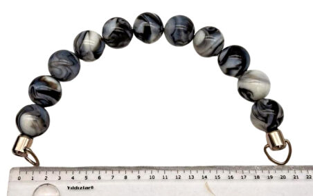 Angel Çanta Aksesuar 20 Cm 24 Mm Boncuklu Çanta Sapı Gümüş  Metalli Gri Tonlu 