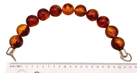 Angel Çanta Aksesuar 20 Cm 24 Mm Boncuklu Çanta Sapı Gümüş  Metalli Kehribar Tonlu 