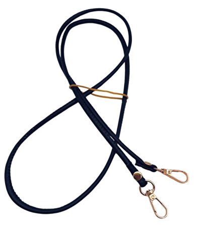 Angel Çanta Aksesuar Lacivert Renk 5 mm Suni Deri Spagetti Model Çanta Sapı Light Gold Metal