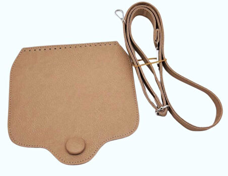 Angel Çanta Aksesuar Suni Deri  Büyük Button Model Bej Renk Çanta Deri Seti Gümüş Metal