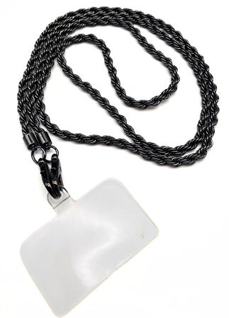 Angel Çanta Aksesuar 120 cm Füme Renk  Burgulu Zincir Telefon Aksesuarı, Telefon Zinciri, Telefon Askısı, Telefon Boyun Askısı, Tüm Telefon Kılıfları İçin Uygundur (Kılıf Değildir)