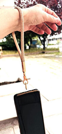 Angel Çanta Aksesuar Taşlı Bej Renk Telefon Bilek Askısı, Telefon Zinciri, Telefon Askısı, Tüm Telefon Kılıfları İçin Uygundur
