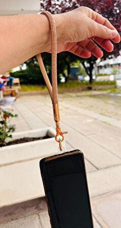 Angel Çanta Aksesuar Taşlı Bej Renk Telefon Bilek Askısı, Telefon Zinciri, Telefon Askısı, Tüm Telefon Kılıfları İçin Uygundur