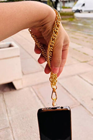 Angel Çanta Aksesuar Light Gold Renk Çift Halkalı Telefon Bilek Askısı, Telefon Zinciri, Telefon Askısı, Tüm Telefon Kılıfları İçin Uygundur