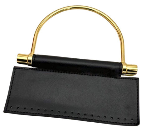 Angel Çanta Aksesuar Suni Derili Metal Çanta Sapı İpek Model Siyah Renk Light Gold Metal (Yeni Model)