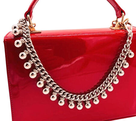 Angel Çanta Aksesuar 50 cm Gümüş Renk Boncuk  Sallantılı Çanta Sapı