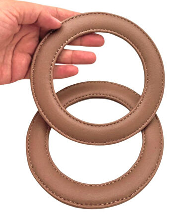 Angel Çanta Aksesuar Vizon Renk Yuvarlak 13.5 cm Suni Deri Çanta Sapı