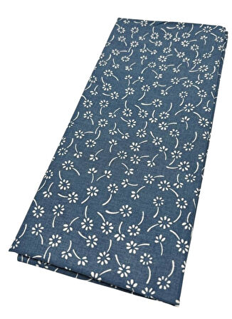 Angel Çanta Aksesuar 120x50 cm Pamuklu Astarlık Kumaş Mavi  Çıtır Çiçek Desen
