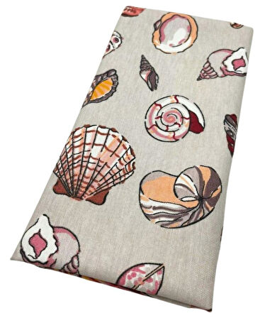 Angel Çanta Aksesuar 90x50 cm Duck Astarlık Kumaş Açık Gri Deniz Kabuğu Desen