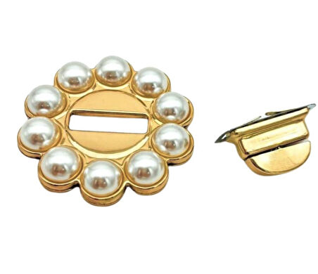 Angel Çanta Aksesuar 6 cm İncili Yuvarlak  Light Gold  Kilit