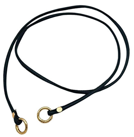 Angel Çanta Aksesuar Siyah  Renk 5 mm Halkalı Suni Deri Spagetti Model Çanta Sapı Light Gold Metal