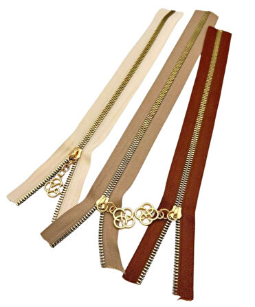 Angel Çanta Aksesuar Başlıklı Fermuar Set 30 Cm Light Gold Metal (Taba, Krem, Bej)