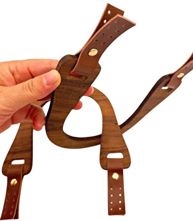 Angel Çanta Aksesuar 15x18 cm Derili  Ahşap Çanta Sapı