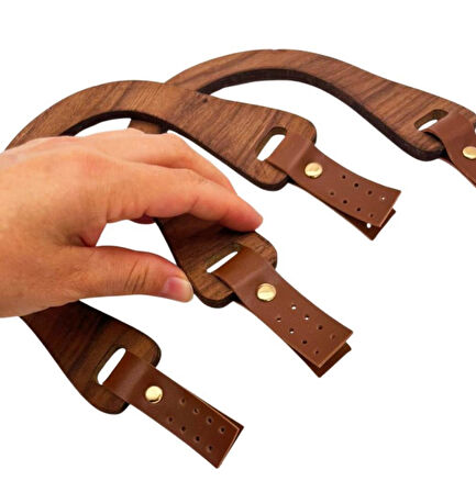 Angel Çanta Aksesuar 15x18 cm Derili  Ahşap Çanta Sapı