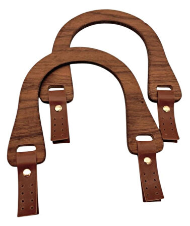 Angel Çanta Aksesuar 15x18 cm Derili  Ahşap Çanta Sapı