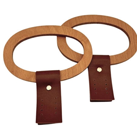 Angel Çanta Aksesuar Oval Derili  Ahşap Çanta Sapı Açık Renk 