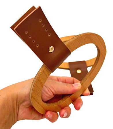 Angel Çanta Aksesuar Oval Derili  Ahşap Çanta Sapı Açık Renk 