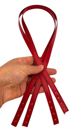 Angel Çanta Aksesuar Slim Model 70x1.2 cm Suni Deri Kırmızı Renk Çift Çanta Sapı