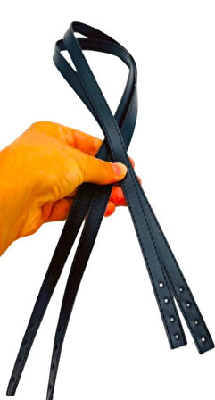 Angel Çanta Aksesuar Slim Model 70x1.2 cm Suni Deri Lacivert Renk Çift Çanta Sapı