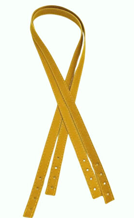 Angel Çanta Aksesuar Slim Model 70x1.2 cm Suni Deri Hardal Sarı Renk Çift Çanta Sapı