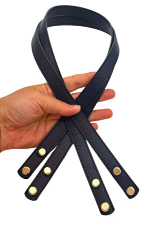 Angel Çanta Aksesuar 70x1.8 cm Suni Deri Lacivert Renk Vidalı Çanta Sapı