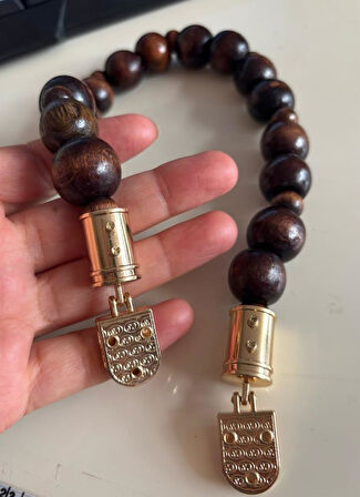 Angel Çanta Aksesuar 42 cm Kulpluklu Ahşap Boncuklu Çanta Sapı