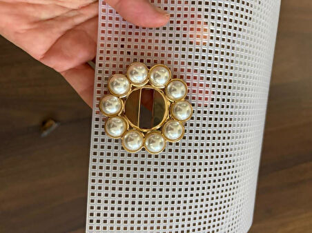 Angel Çanta Aksesuar 22x44 cm Çanta Kanvas İncili Kilitli